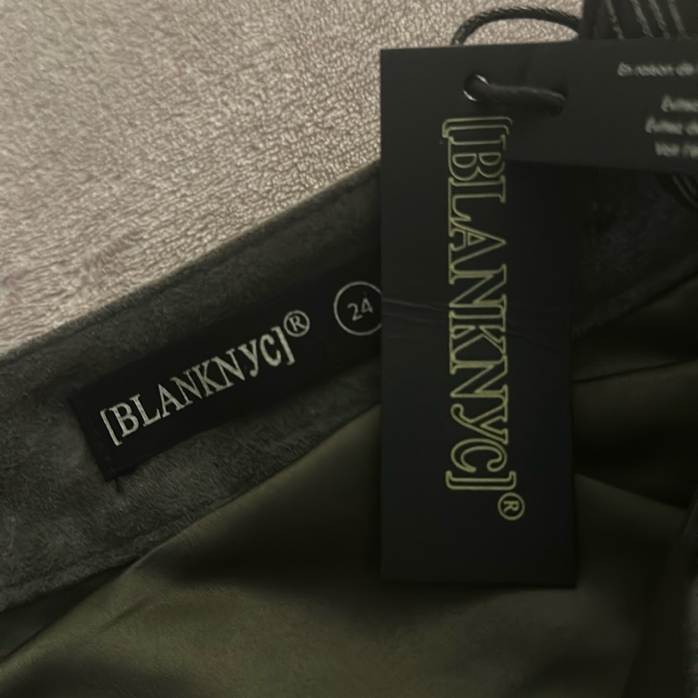 BLANK NYC 100% Genuine Leather/Suede MIDI Skirt w Front Slit Sage Green (24) NWT - Picture 6 of 12